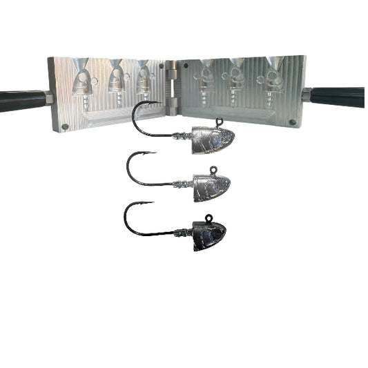 Barbed Swimbait Jighead Mold 2, 2.5, and 3 oz. Mustad 32824 Hook.