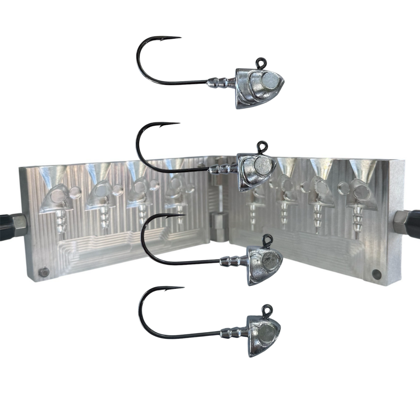 Barbed Swimbait Jighead Mold 1 oz, 1.25 oz, 1.5 oz, and 2 oz. Mustad 32824 Hook